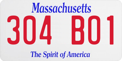 MA license plate 304BO1