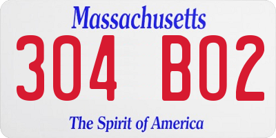 MA license plate 304BO2