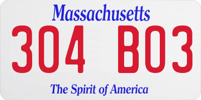 MA license plate 304BO3