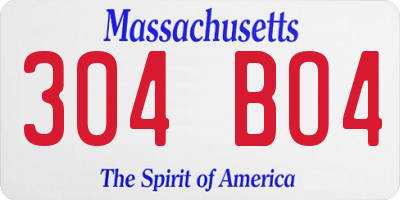 MA license plate 304BO4