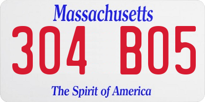 MA license plate 304BO5