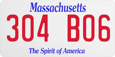 MA license plate 304BO6