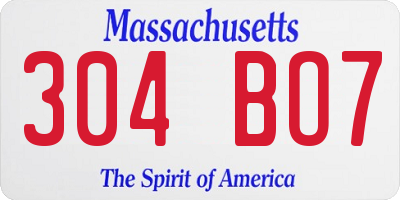 MA license plate 304BO7