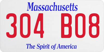 MA license plate 304BO8