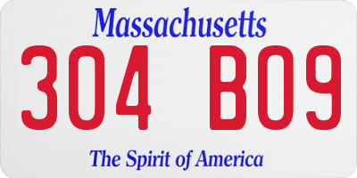 MA license plate 304BO9