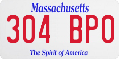 MA license plate 304BP0