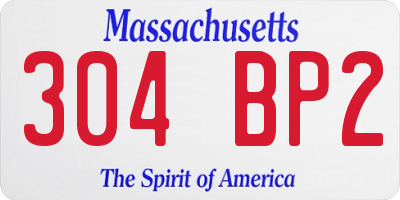 MA license plate 304BP2