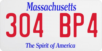MA license plate 304BP4