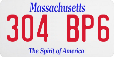 MA license plate 304BP6