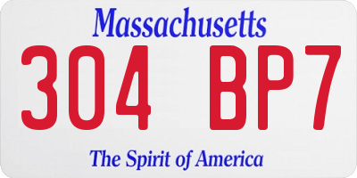 MA license plate 304BP7