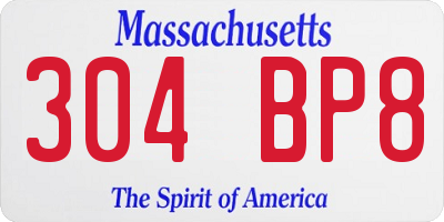 MA license plate 304BP8