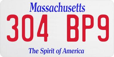 MA license plate 304BP9
