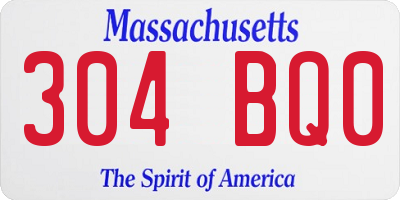 MA license plate 304BQ0