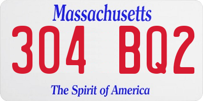 MA license plate 304BQ2