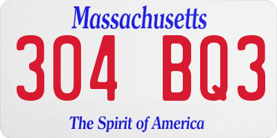 MA license plate 304BQ3