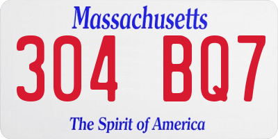 MA license plate 304BQ7