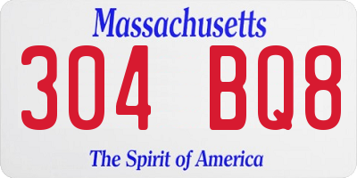 MA license plate 304BQ8
