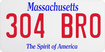 MA license plate 304BR0