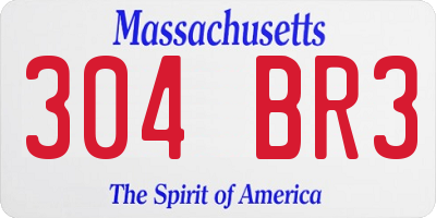 MA license plate 304BR3