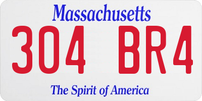 MA license plate 304BR4