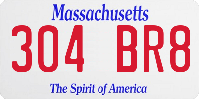 MA license plate 304BR8