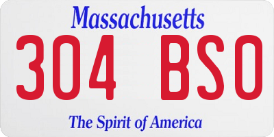 MA license plate 304BS0