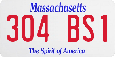 MA license plate 304BS1