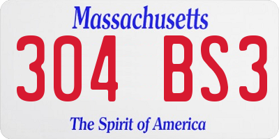 MA license plate 304BS3
