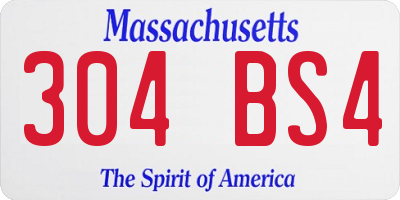 MA license plate 304BS4