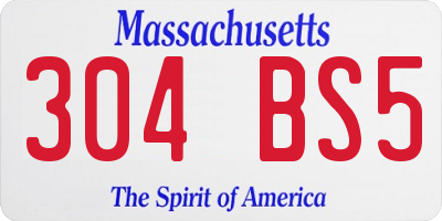 MA license plate 304BS5