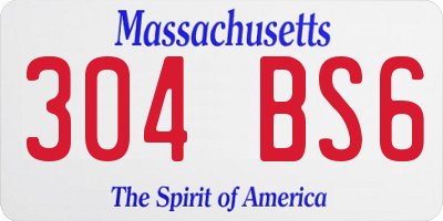 MA license plate 304BS6