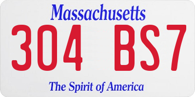 MA license plate 304BS7