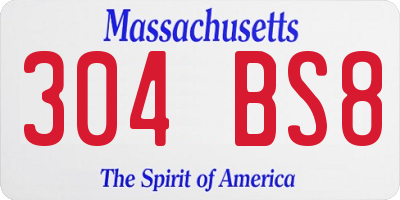 MA license plate 304BS8