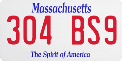 MA license plate 304BS9