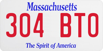 MA license plate 304BT0
