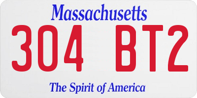 MA license plate 304BT2