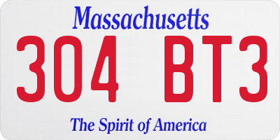 MA license plate 304BT3