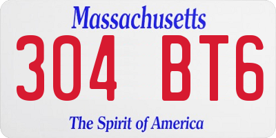 MA license plate 304BT6
