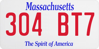 MA license plate 304BT7