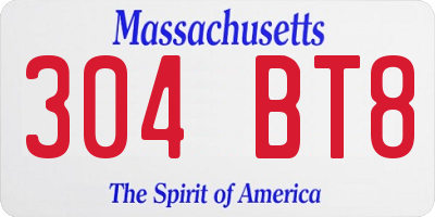 MA license plate 304BT8