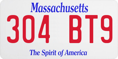 MA license plate 304BT9