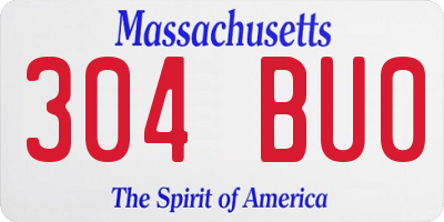 MA license plate 304BU0