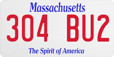 MA license plate 304BU2