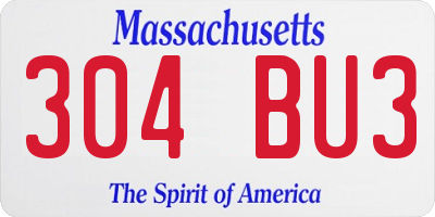MA license plate 304BU3
