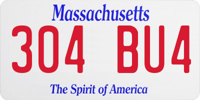 MA license plate 304BU4