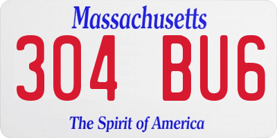 MA license plate 304BU6