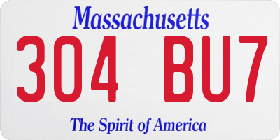 MA license plate 304BU7