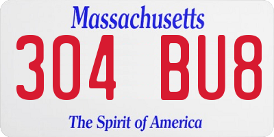 MA license plate 304BU8