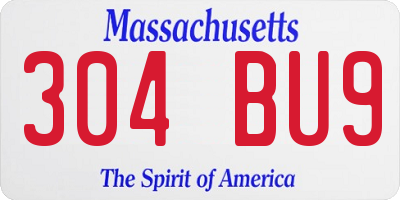 MA license plate 304BU9