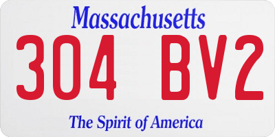 MA license plate 304BV2
